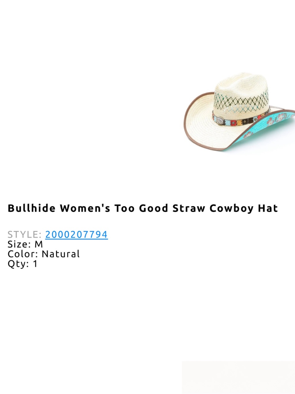 Southwestern Pattern Straw Cowboy Hat with Braided Trim - Picture 9 of 9